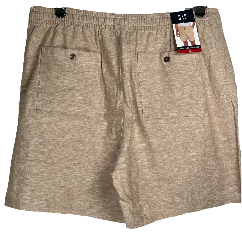 Gap Mens XL Khaki Linen Cotton Blend Pull-On Drawstring Shorts GP007979 NWT - Picture 2 of 8